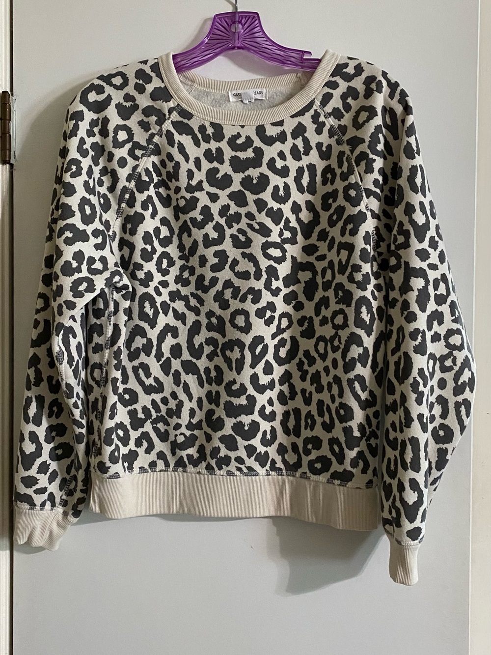 Grayson Threads Leopard Print Crewneck Sweater - Black & Cream